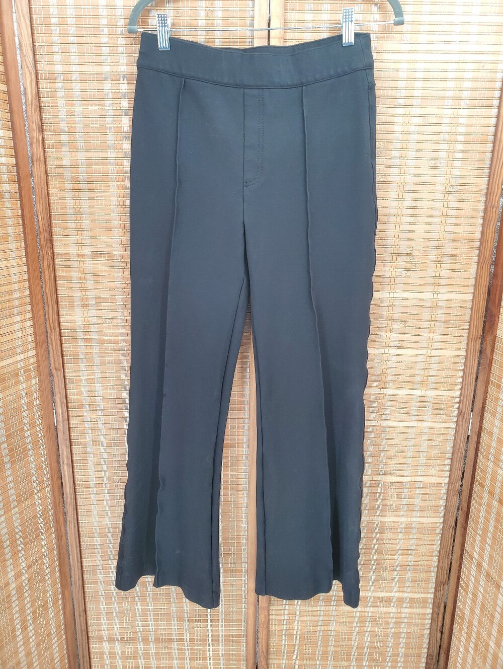 ♤ ​SPANX The Perfect Pant Hi-Rise Ponte Flare Pintuck Black Medium Regular